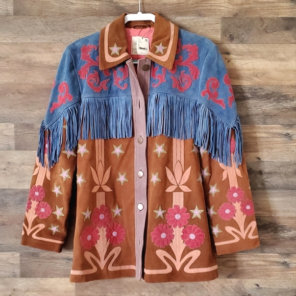 We The Free x Free People Liza Suede Leather Laser-Cut Floral Fringe Western - Picture 8 of 12